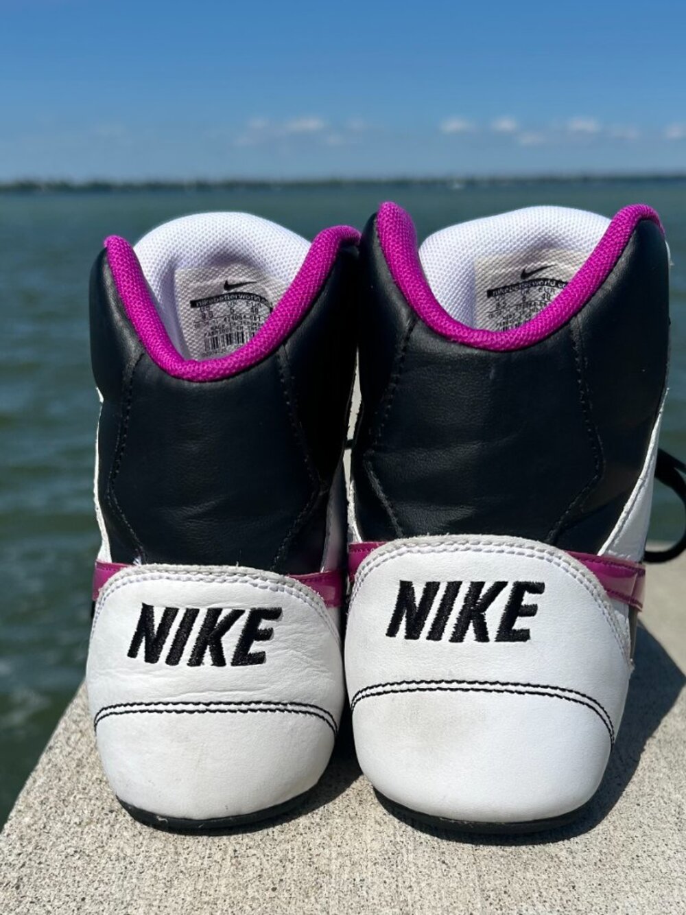 Nike Rare Greco Supreme Wrestling Shoes Black White Pink Women Size 8.5 - Picture 6 of 9
